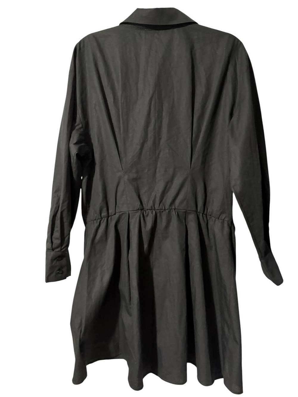 Abercrombie & Fitch Black Long Sleeve Poplin Nipped Waist Shirt Mini Dress NWT L - Picture 7 of 7